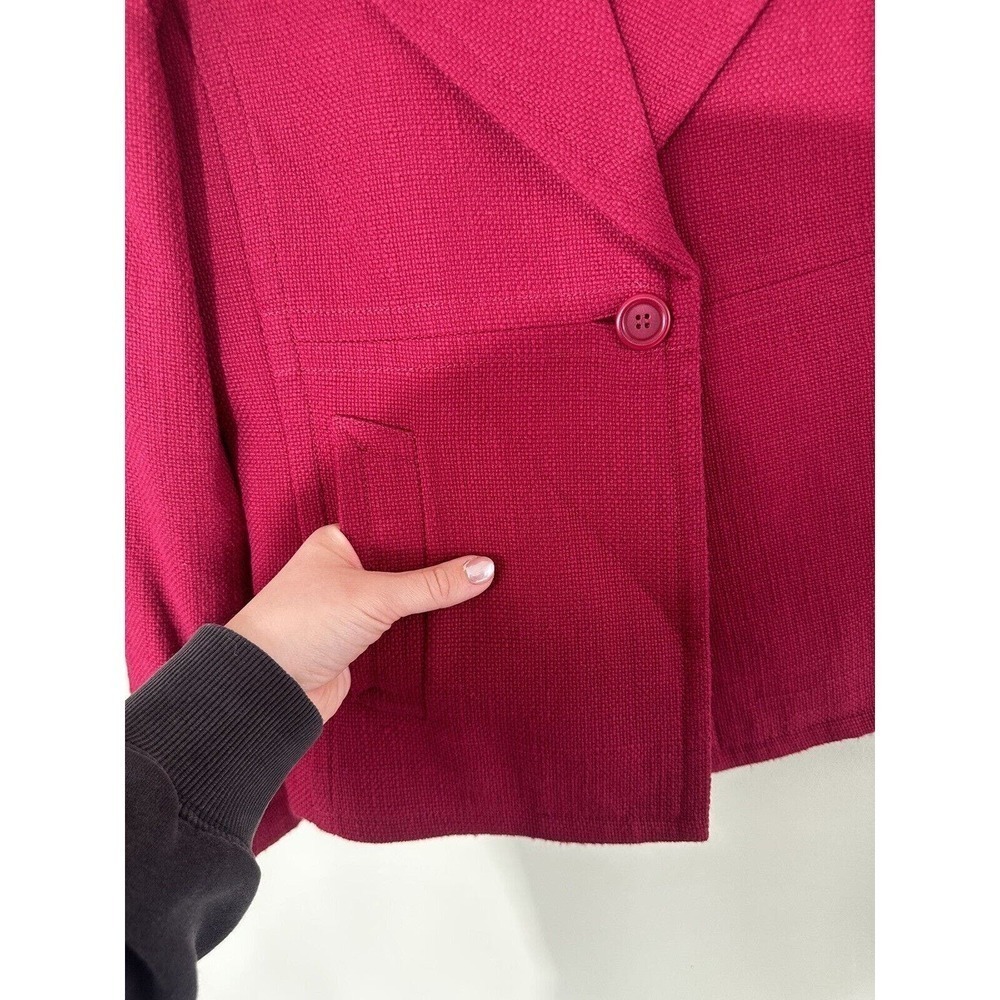 Talbots Sz 10 Blazer Red Tweed BOne Button Cotton Classic Office Career Magenta﻿ - Picture 6 of 9